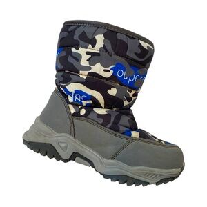SNOW BOOTS Blue Waterproof Camouflage Camo Blue Black Gray Rain Winter Outdoor